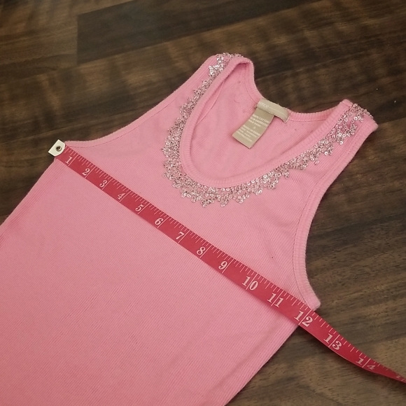 Reference Coral Ribbed Tank Top with embellishments - Size Small - Picture 4 of 8